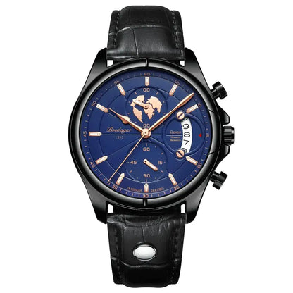 Montre POEDAGAR Homme Luxe Chronographe Acier Inoxydable