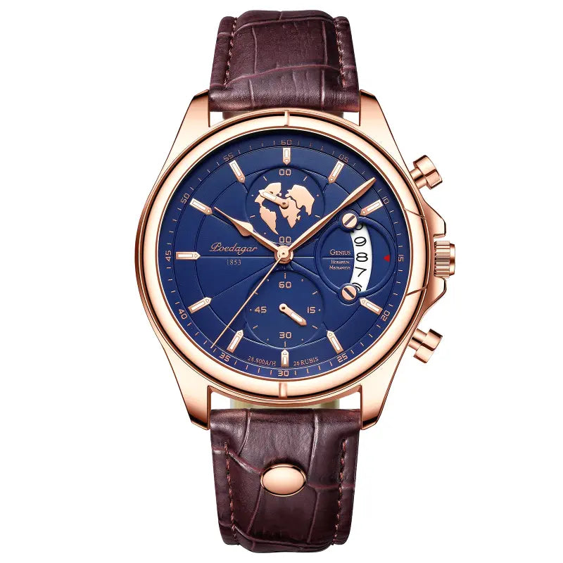 POEDAGAR Herren Armbanduhr Luxus Edelstahl Chronograph