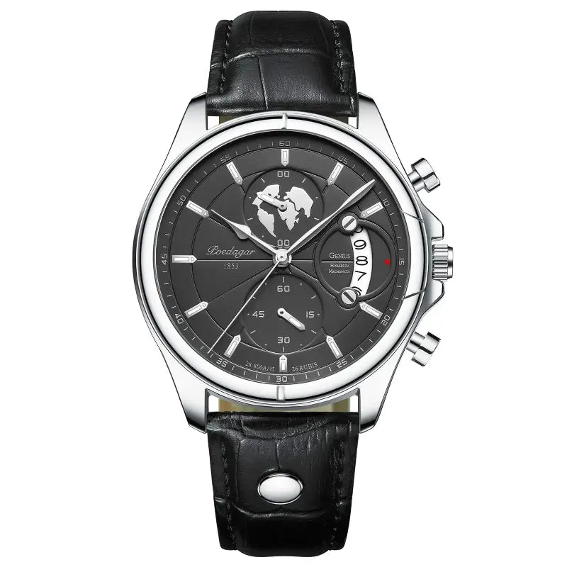 POEDAGAR Herren Armbanduhr Luxus Edelstahl Chronograph