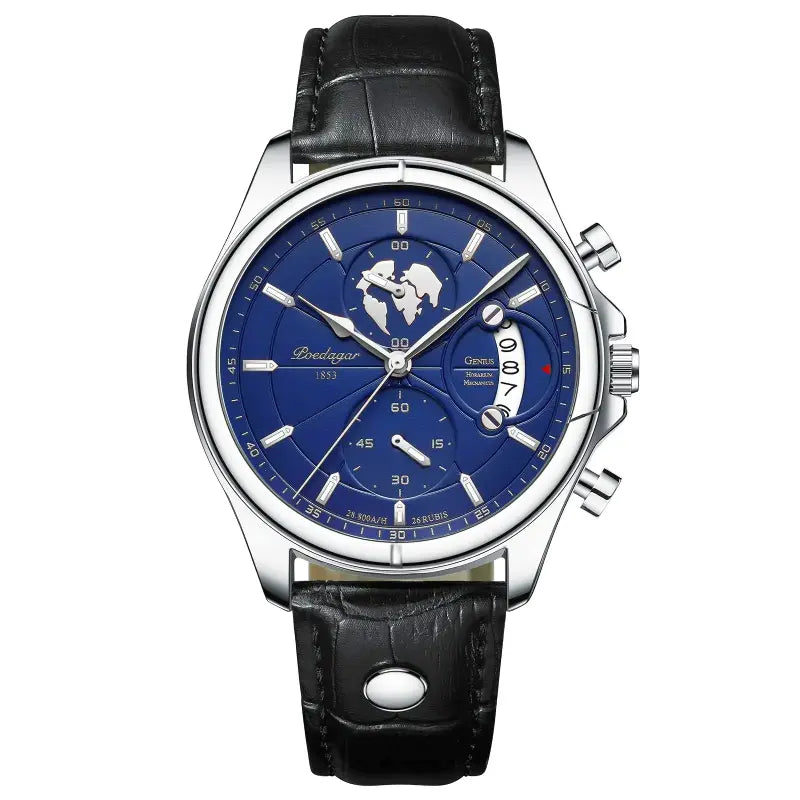 Montre POEDAGAR Homme Luxe Chronographe Acier Inoxydable