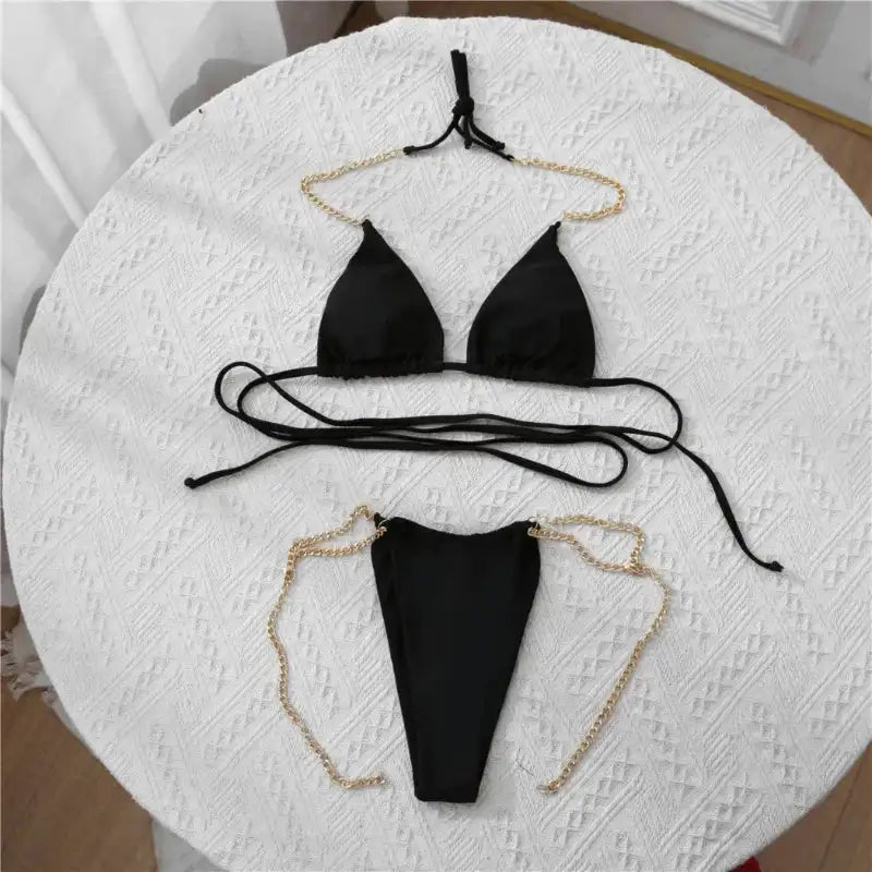 Bikini Sexy a Due Pezzi con Dettagli in Metallo Elegante - Vilemo