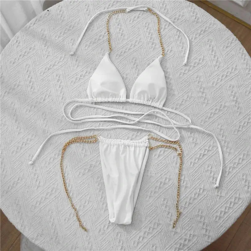 Bikini Sexy a Due Pezzi con Dettagli in Metallo Elegante - Vilemo