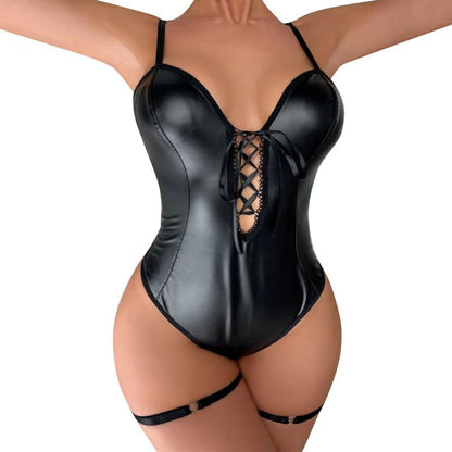 Body Sexy in Pelle PVC con Lacci per Night Club - Vilemo