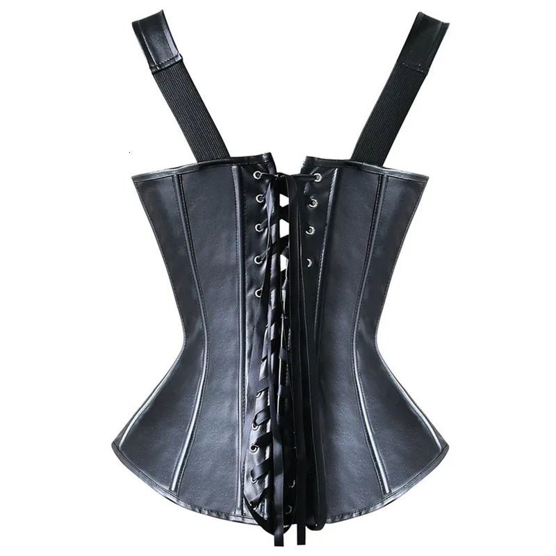 Corsetto in Ecopelle Steampunk con Cerniera e Fibbie - Modellante - Vilemo