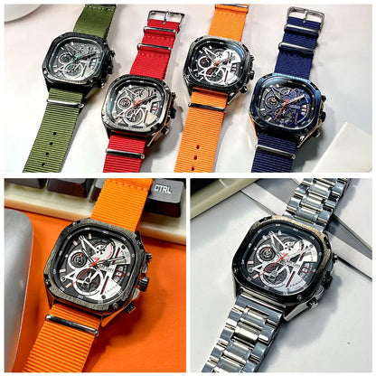 MEGIR waterproof square dial chronograph wristwatch, SUPER OFFER!