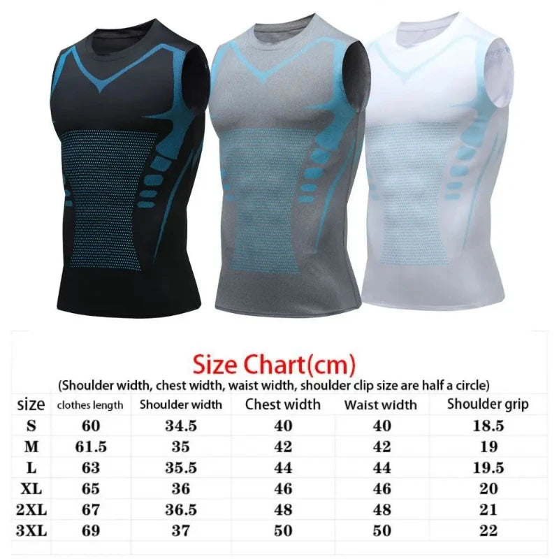 Men’s Ionic shaping vest, breathable compression tank top ideal for fitness and training | Vilemo