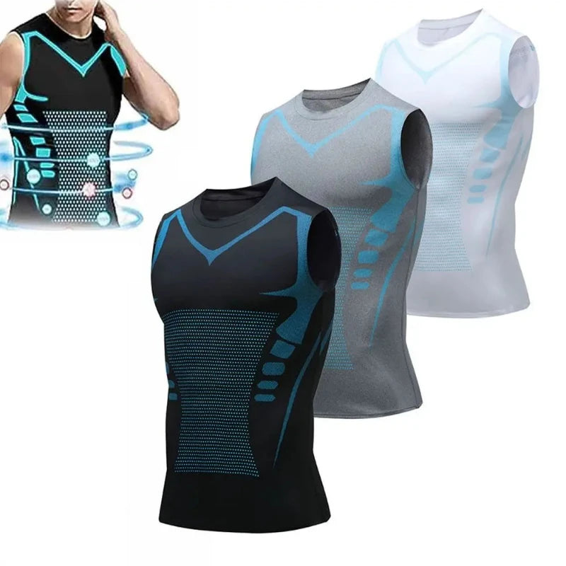 Ionic Shaping Vest Uomo - Canotta Sportiva Traspirante per Fitness e Compressione