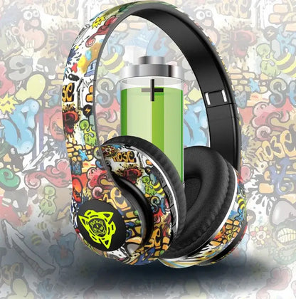 Foldable Bluetooth Headphones with LED Graffiti, Super Bass & HD Mic