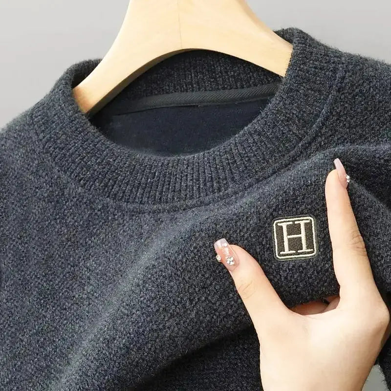 Maglione termico casual da uomo invernale, lavorato a maglia