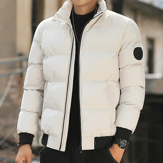 Giacca uomo casual invernale, imbottita in cotone, stile moda coreana, calda e antivento.