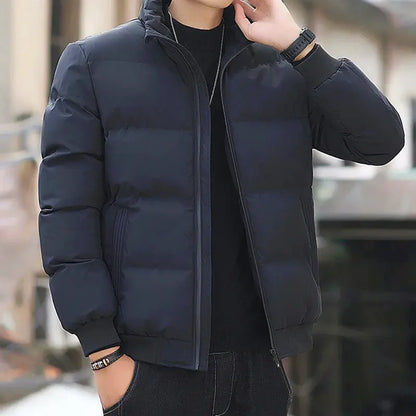 Giacca uomo casual invernale, imbottita in cotone, stile moda coreana, calda e antivento.