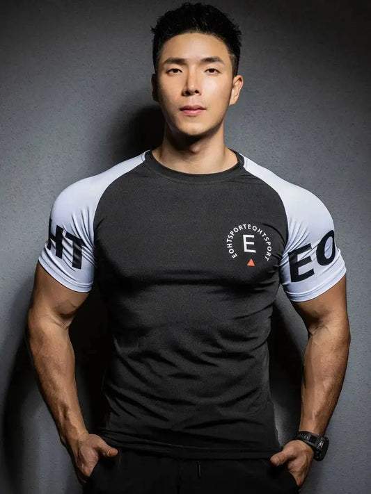 Men’s fitness T-shirt for summer, short sleeve gym top designed for bodybuilding and sports | Vilemo