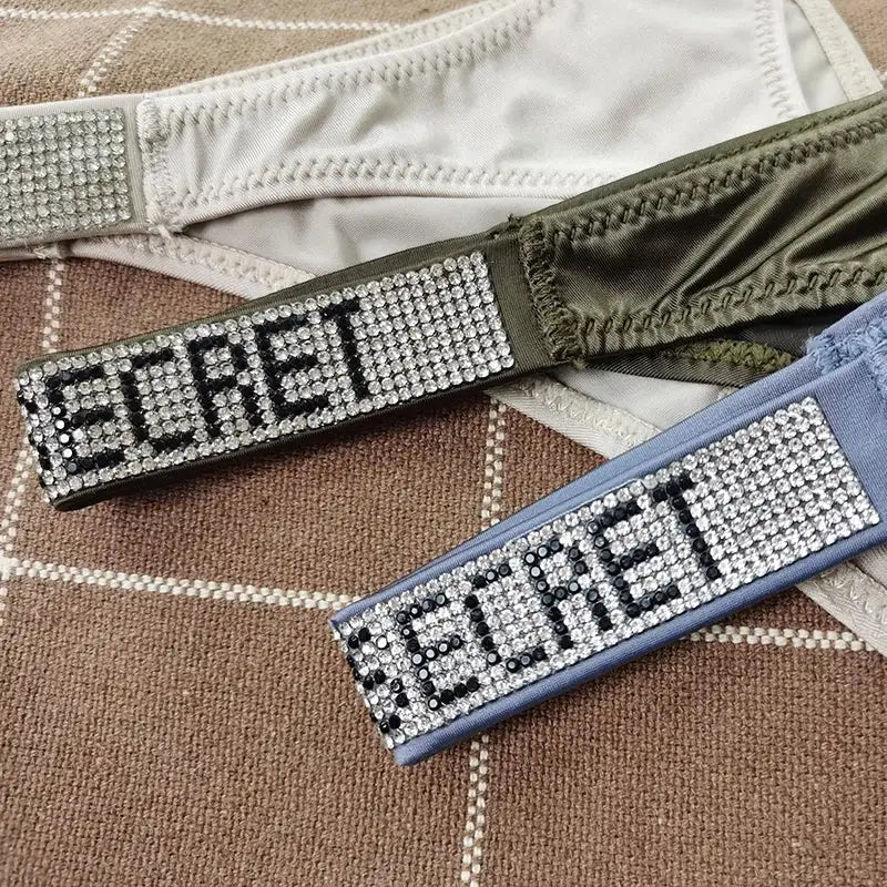 Perizoma sexy a vita bassa con strass, intimo di lusso e alla moda per donna | Vilemo