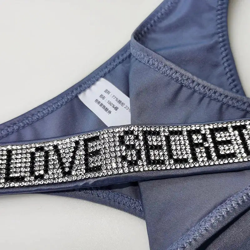 Perizoma sexy a vita bassa con strass, intimo di lusso e alla moda per donna | Vilemo